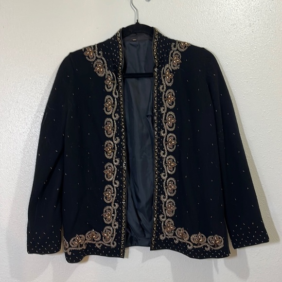 No Brand Jackets & Blazers - No Brand vintage, black wool, beaded jacket. Size 8